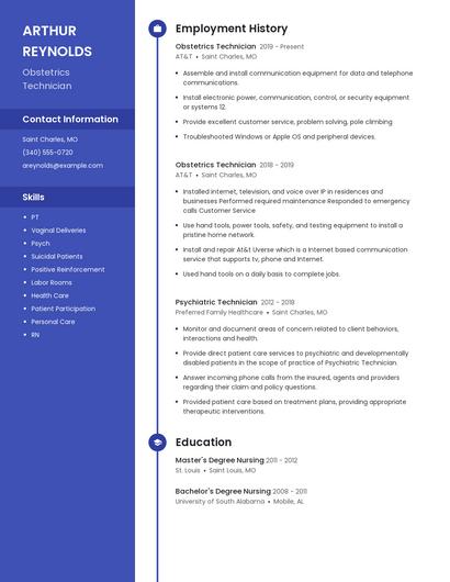 Obstetrics Technician Resume