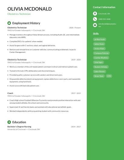 Obstetrics Technician Resume
