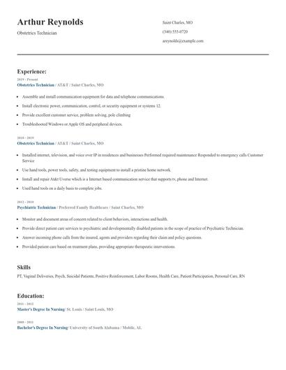 Obstetrics Technician Resume