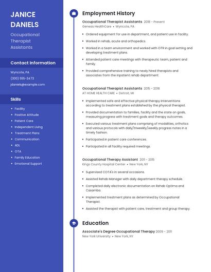 Occupational Therapist Assistants Resume