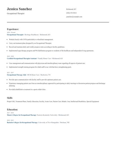 Occupational Therapist Resume