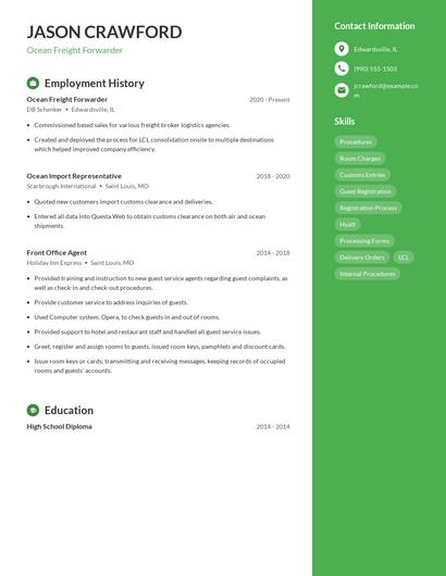 Ocean Freight Forwarder Resume