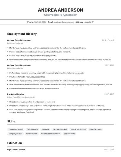 Octave Board Assembler Resume