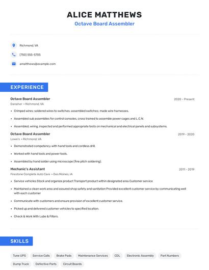 Octave Board Assembler Resume