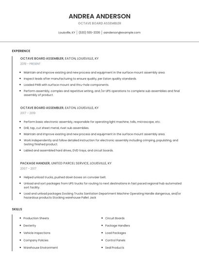 Octave Board Assembler Resume