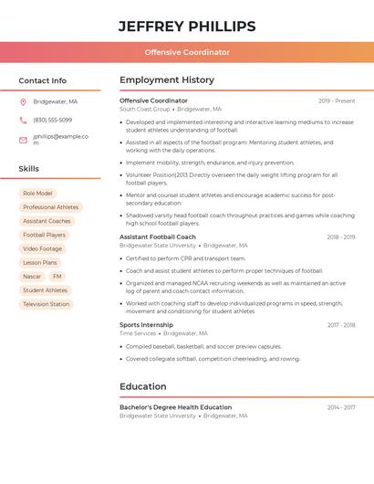 Offensive Coordinator Resume