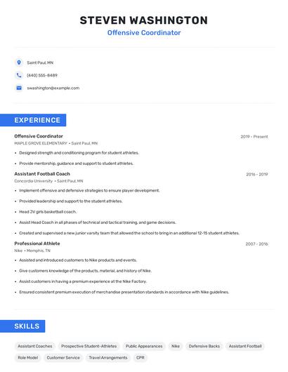 Offensive Coordinator Resume