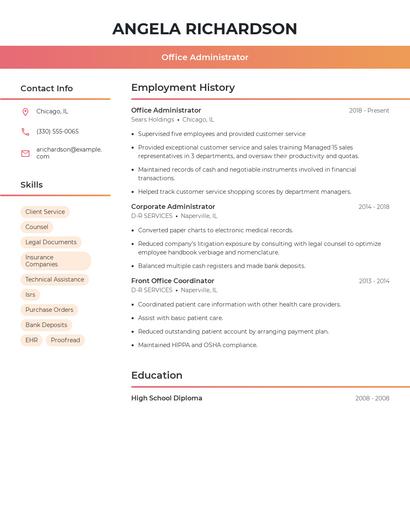 Office Administrator Resume