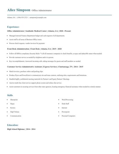 Office Administrator Resume