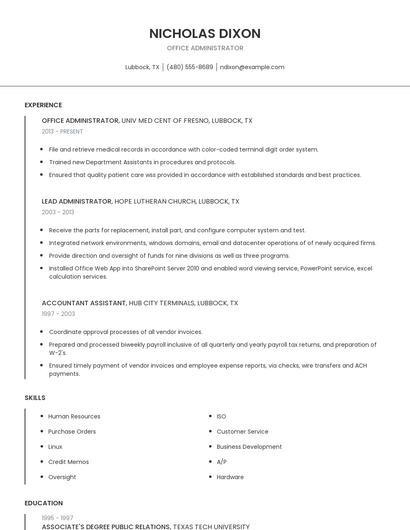 Office Administrator Resume