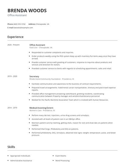 Office Assistant Resume