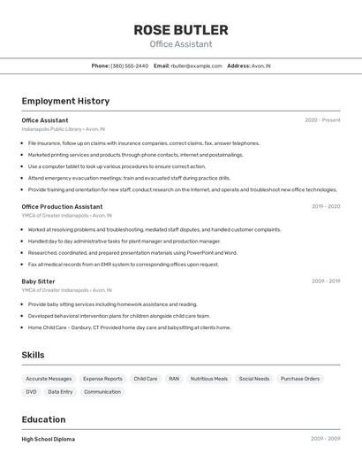Office Assistant Resume