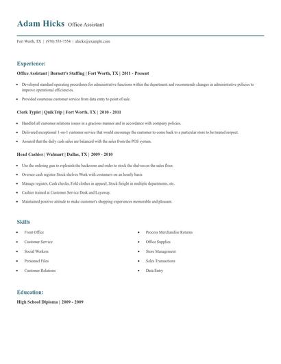 Office Assistant Resume