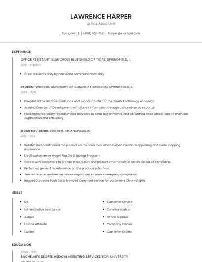 Office Assistant Resume