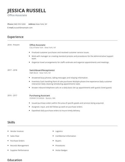 Office Associate Resume