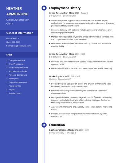 Office Automation Clerk Resume