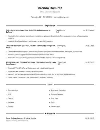 Office Automation Specialist Resume
