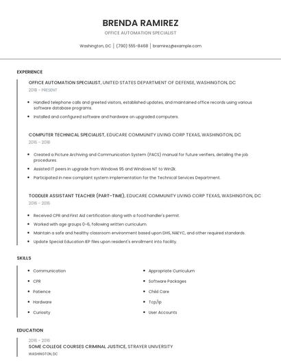 Office Automation Specialist Resume