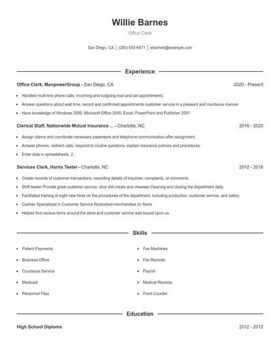 Resume example 1