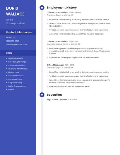Office Correspondent Resume