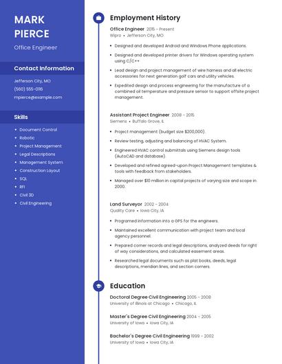 Office Engineer Resume