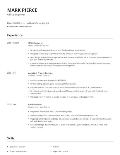 Office Engineer Resume