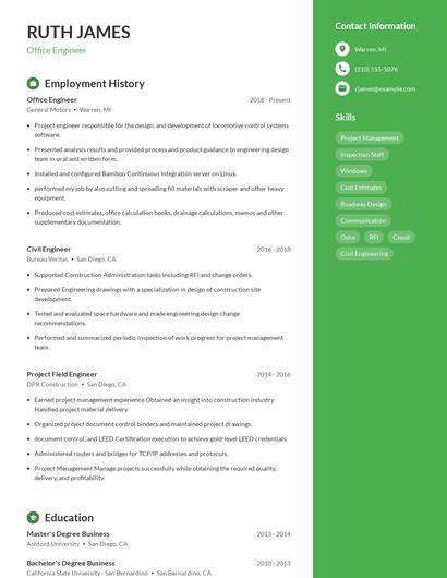 Office Engineer Resume