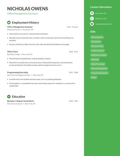 Office Management Assistant Resume