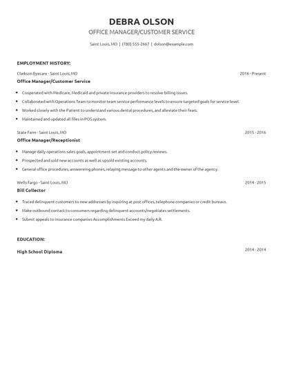 Office Manager/Customer Service Resume