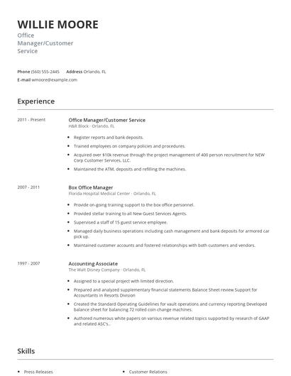 Office Manager/Customer Service Resume