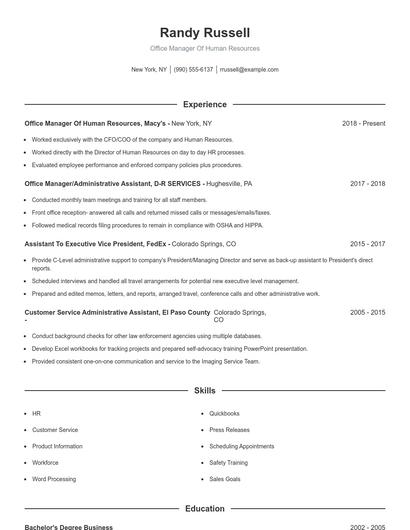Resume example 1