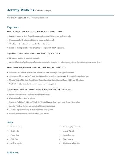Office Manager Resume