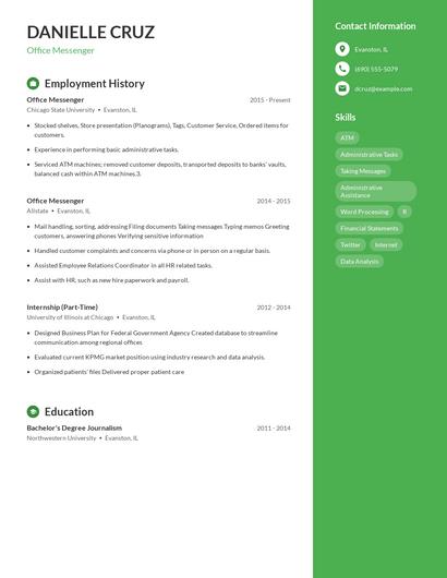 Office Messenger Resume