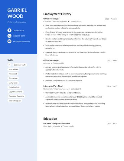 Office Messenger Resume