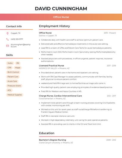 Office Nurse Resume