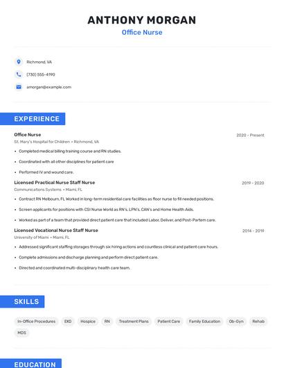 Office Nurse Resume