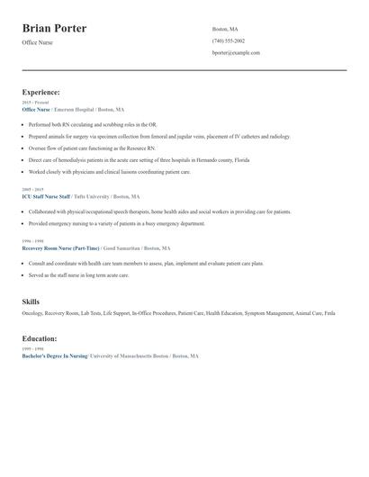 Office Nurse Resume