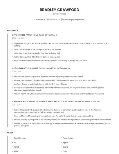 Office Nurse Resume