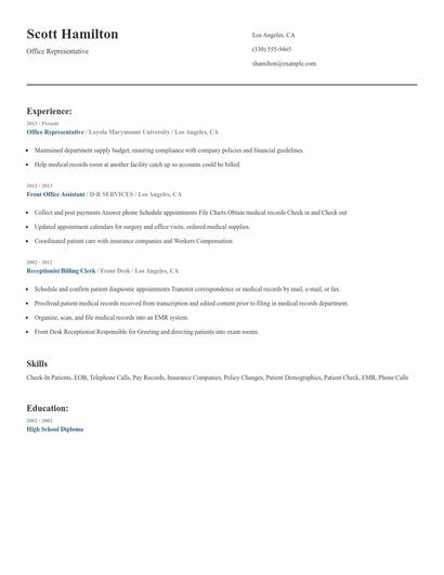 Office Representative Resume
