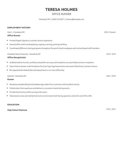 Office Runner Resume