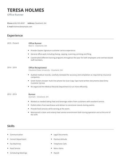 Office Runner Resume