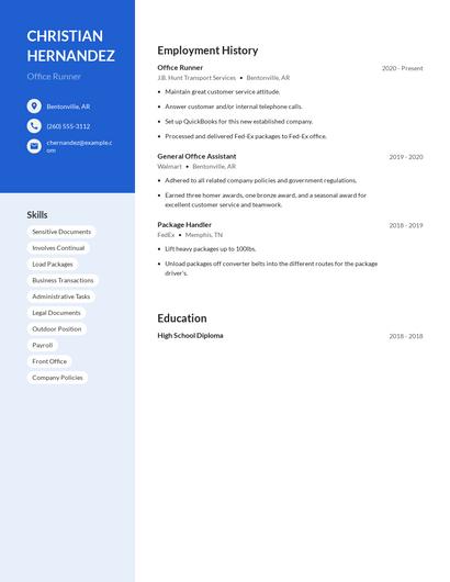 Office Runner Resume