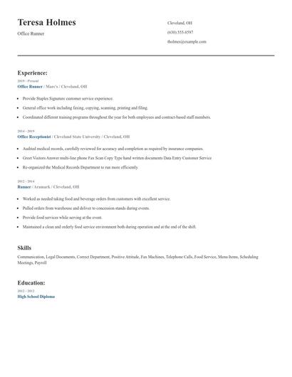 Office Runner Resume