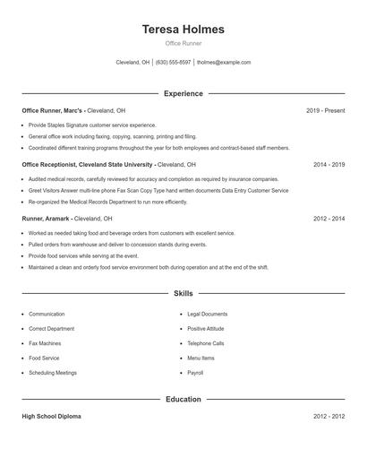 Office Runner Resume