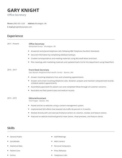 Office Secretary Resume