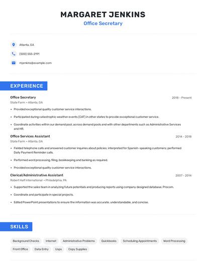 Office Secretary Resume