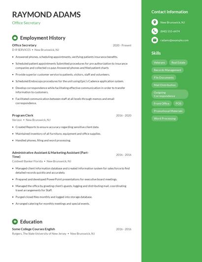 Office Secretary Resume
