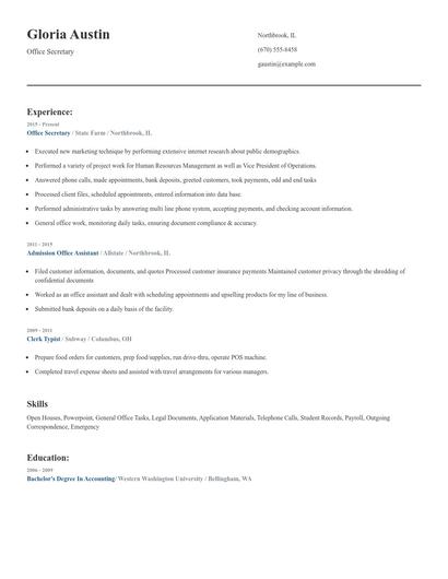 Office Secretary Resume