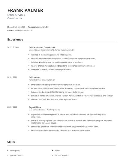 Office Services Coordinator Resume