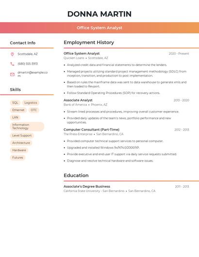 Office System Analyst Resume